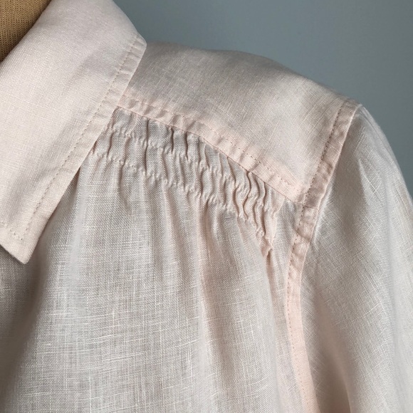 J.Jill Blush Linen Button Blouse Short Sleeves - Picture 5 of 11